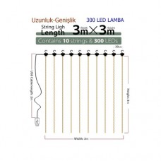 8 Fonksiyonlu Peri Perde Led Uzaktan Kumandalı Günışığı Perde Peri Led (3 mt x 3 mt)